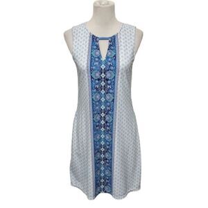 AQUA ET SOL Sleeveless Cover-Up Sheath Dress UPF Size S Blue White Sleeveles